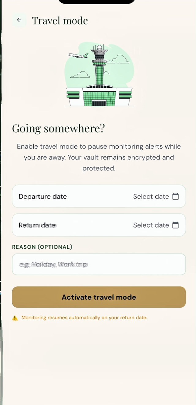 Remayn app Travel Mode screen